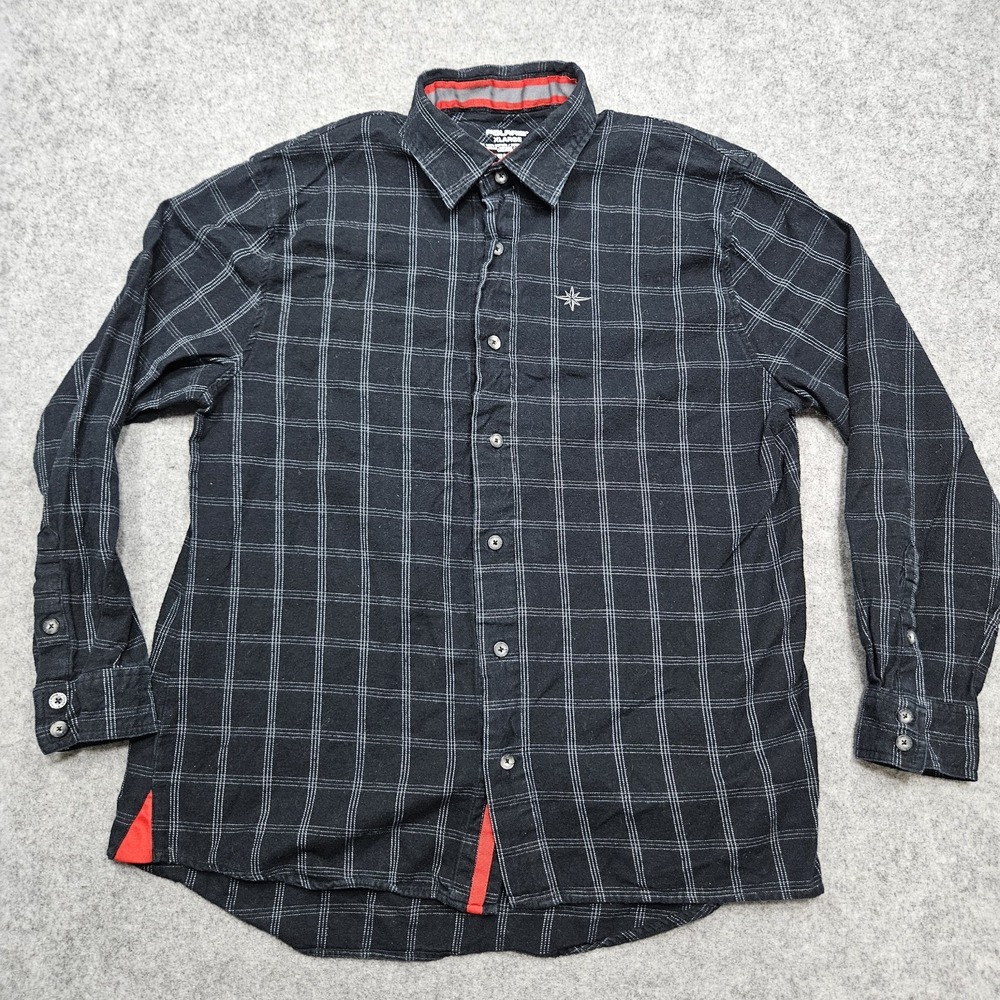 Polaris Gray 100% Cotton Flannel Men's Button Up Shirt Size XL‎